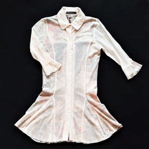 Mechant double layer netting button up tunic